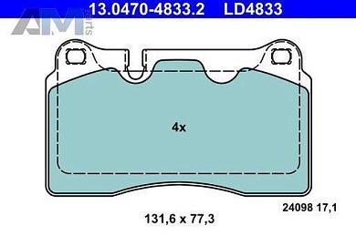 Передние керамические тормозные колодки ATE 13.0470-4833.2 на Volkswagen Touareg I (2003-2010)