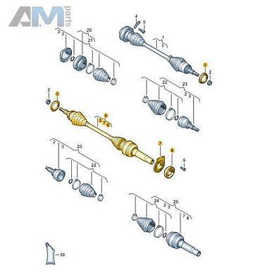 Приводной вал со ШРУСами правый 5-МКП 7LA407272B  Volkswagen Multivan T6 (2019-2023)