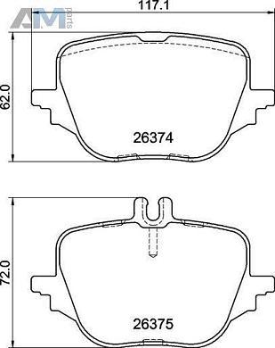 Задние тормозные колодки (P50169) BREMBO на Mercedes C-Class 2021-2025 (W206) C43