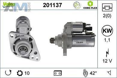 Стартер (201137) VALEO для Skoda Yeti (2009-2018)