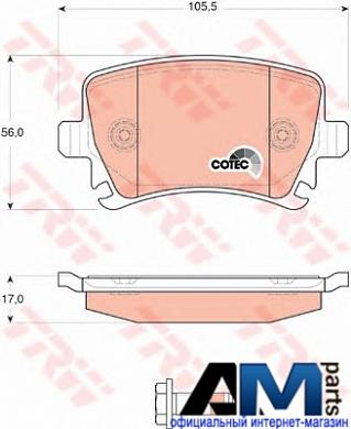 Колодки тормозные задние Шкода Фабия МК3 GDB1622 TRW