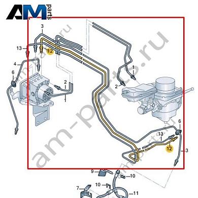Тормозная трубка от гидроблока к соединению VAG 1EC614725BКупить тормозную трубку от гидроблока к соединению 1EC614725B Фольксваген/Ауди/Шкода на выгодных условиях