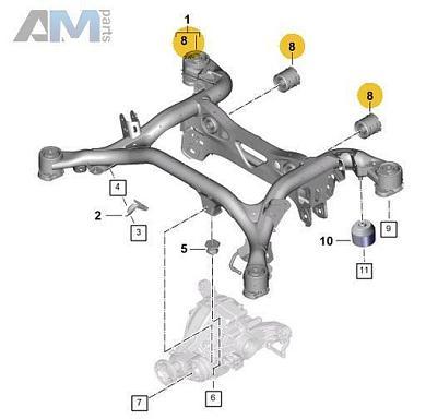 Опора подрамника задняя 958599257R на Porsche Cayenne (2017-2024)