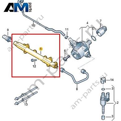 Топливная рампа VAG 04C133320FКупить топливную рампу 04C133320F Фольксваген/Ауди/Шкода- выгодные цены
