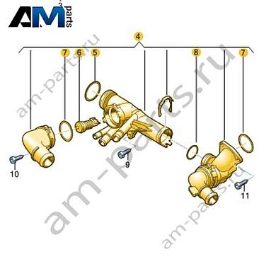 Корпус термостата VAG 04L121026ACКупить корпус термостата 04L121026AC для Фольксваген/Ауди/Шкода по минимальной цене