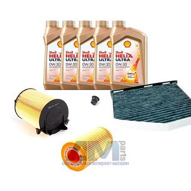 Комплект фильтров для ТО-1/3 Audi А3 (8P) 2.0TSI с маслом Shell 0W30