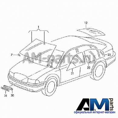 Стекло лобовое с датчиком дождя Superb I 3U0845011E