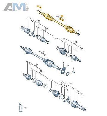 Приводной вал со ШРУСами левый 6-МКП (4Motion) 7LA407271C  Volkswagen Multivan T6 (2019-2023)