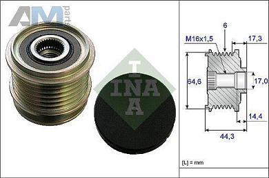 Механизм свободного хода генератора (535013010) INA для Audi A7 (4G) 2011-2018