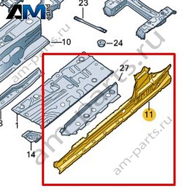 Порог Volkswagen T-Roc Cabrio 2020-2024 2GC801251AКупить порог 2GC801251A для Фольксваген Т-рок Кабриолет 2020-2024- спец. Цена