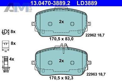 Керамические передние колодки (13.0470-3889.2) ATE на Mercedes GLE V167 300d