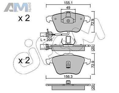 Передние тормозные колодки CIFAM 8225490 Audi A6 (С5) 1997-2004