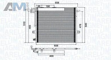 Радиатор кондиционера (MAGNETI MARELLI) 350203947000 для Mb ML 2005-2011 (W164) 350 (272 л.с.)