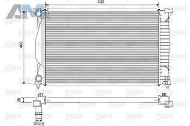 Радиатор охлаждения двигателя VALEO (734269) на Audi A4 (B7) 2005-2009 2.0TDI