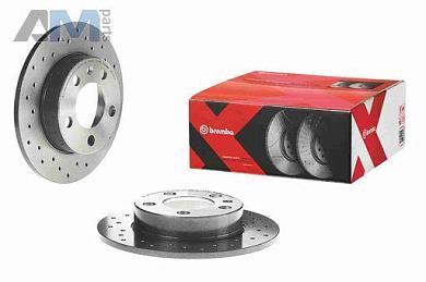 Задние перфорированные тормозные диски BREMBO 08.7165.1X на Skoda Mk2 (2007-2014)