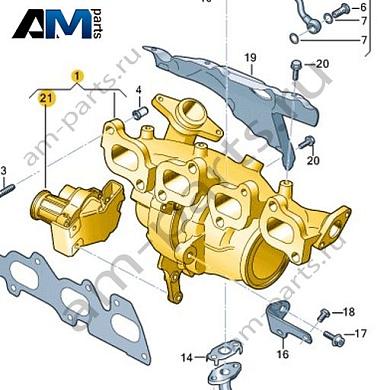 Выпускной коллектор с турбонагнетателем VAG 04L253022AКупить выпускной коллектор с турбонагнетателем 04L253022A для Фольксваген/Ауди/Шкода- бесплатная доставка