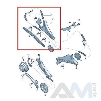 Цепь ГРМ правая с башмаком Audi A6 (C8) 3.0TFSI 06M109450P