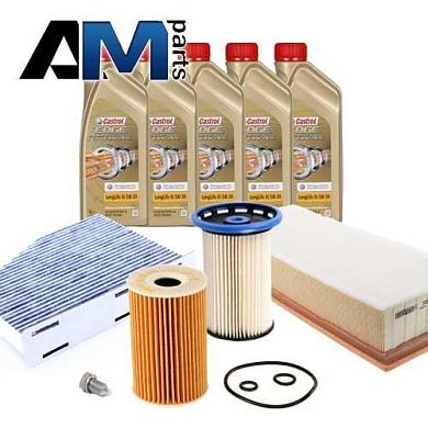 Комплект неоригинальных фильтров и моторное масло LL3 5W30 504/507 для ТО-2/4 Фольксваген Пассат В7 2.0 TDI 170 л.с.