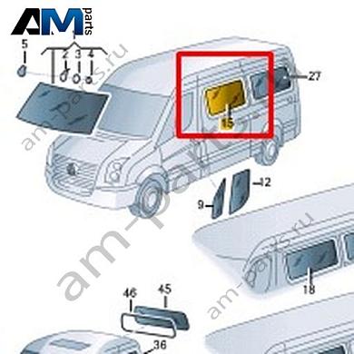 Боковое стекло (неподвижное) сдвижной двери Volkswagen Crafter 2012-2016 2E1845301ALКупить боковое стекло (неподвижное) сдвижное двери 2E1845301AL на Фольксваген Крафтер 2012-2016- гарантия наличия