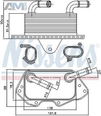 Масляный радиатор NISSENS (90662) Audi A6 (С7) 2011-2018 2.8FSI/3.0TFSI
