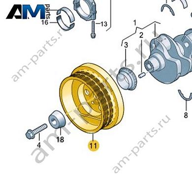 Шкив поликлинового ремня с демпфером VAG 057105251AQКупить шкив поликлинового ремня с демпфером 057105251AQ Фольксваген/Ауди/Шкода по минимальной цене