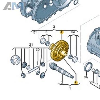 Ведущая шестерня с корпусом дифференциала VAG 02T409111ADКупить ведущую шестерню с корпусом дифференциала 02T409111AD для Фольксваген/Ауди/Шкода на выгодных условиях