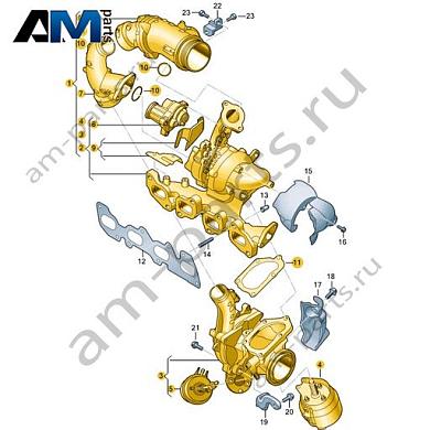 Выпускной коллектор с турбонагнетателем VAG 03N145722EКупить выпускной коллектор с турбонагнетателем 03N145722E на Фольксваген/Ауди/Шкоду- выгодные цены