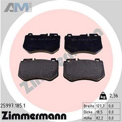 Передние тормозные колодки 25997.185.1 Zimmermann для Мерседес C-260