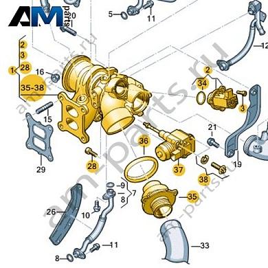Турбонагнетатель VAG 06K145702TКупить турбонагнетатель 06K145702T Фольксваген/Ауди/Шкода- спец. Цена