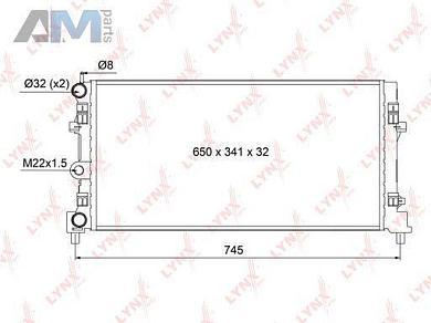 Радиатор охлаждения сборный LYNX для Skoda Octavia A7 (2013-2019) 1.6SRE (110 л.с.) RM-1114