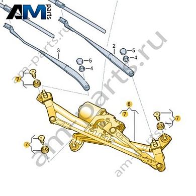 Крепление стеклоочистителя с электромотором VAG 11B955023AКупить крепление стеклоочистителя с электромотором 11B955023A на Фольксваген/Ауди/Шкоду- акция