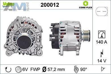 Генератор (200012) VALEO на Audi TT (8J) 2006-2014