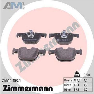 Задние тормозные колодки (25514.180.1) ZIMMERMANN для BMW 4 Серии 2013-2021 430d/430dX