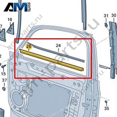 Уплотнитель паза стекла Volkswagen id3 2020-2024 10A837479AКупить уплотнитель паза стекла 10A837479A на Фольксваген id3 2020-2024- гарантия наличия
