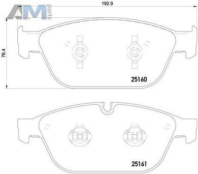 Передние тормозные колодки BREMBO P85128 Audi A8 (D4) 2010-2017