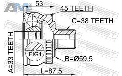 ШРУС наружный (1710A4A45) FEBEST для Audi A6 (С5) 1997-2004