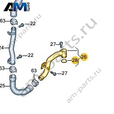 Трубопровод системы охлаждения VAG 059121071DKКупить трубопровод системы охлаждения 059121071DK для Фольксваген/Ауди/Шкода- акция