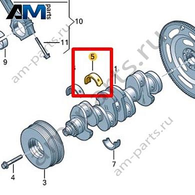 Вкладыш коренного подшипника VAG 0XW105531Купить вкладыш коренного подшипника 0XW105531 на Фольксваген/Ауди/Шкоду- бесплатная доставка