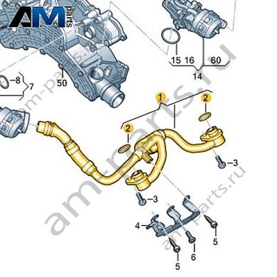 Трубопровод системы охлаждения VAG 057121444JКупить трубопровод системы охлаждения 057121444J на Фольксваген/Ауди/Шкоду- бесплатная доставка