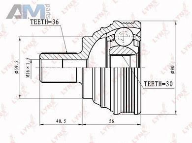 ШРУС наружный LYNX для Passat B7 2010-2016 CO-8003