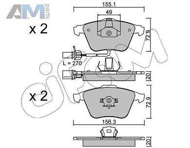 Передние тормозные колодки CIFAM 8225491 Audi A4 (B7) 2005-2009