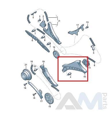 Планка успокоителя левой цепи нижняя Volkswagen Touareg III (2018-2023) 3.0TFSI 06M109509L