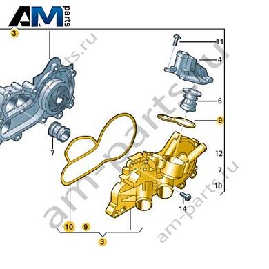 Корпус термостата VAG 04E121116QКупить корпус термостата 04E121116Q для Фольксваген/Ауди/Шкода- минимальная цена