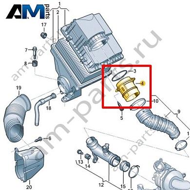 Расходомер воздуха VAG 04E906461AКупить расходомер воздуха 04E906461A на Фольксваген/Ауди/Шкоду по минимальной цене