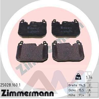 Передние тормозные колодки ZIMMERMANN (25028.160.1) для BMW X2 (F39) M35iX
