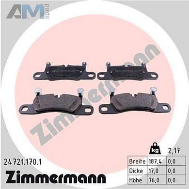 Задние тормозные колодки ZIMMERMANN 24721.170.1  Volkswagen Touareg I (2003-2010)