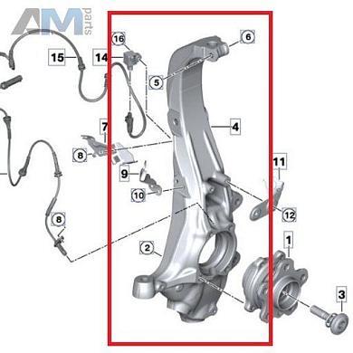 Поворотный кулак левый 32216876656 на BMW X6 (G06) 2019-2025