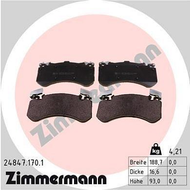 Комплект передних тормозных колодок ZIMMERMANN 248471701 на Audi A6 (С7)