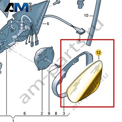 Зеркальный элемент левый асферический Volkswagen Scirocco 2015-2018 1K8857521Купить зеркальный элемент левый асферический 1K8857521 Фольксваген Сирокко 2015-2018- акция