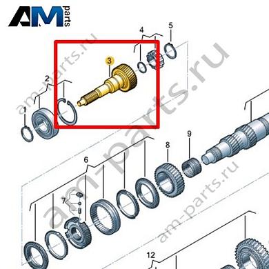 Первичный вал VAG 0C6311103Купить первичный вал 0C6311103 на Фольксваген/Ауди/Шкоду- минимальная цена